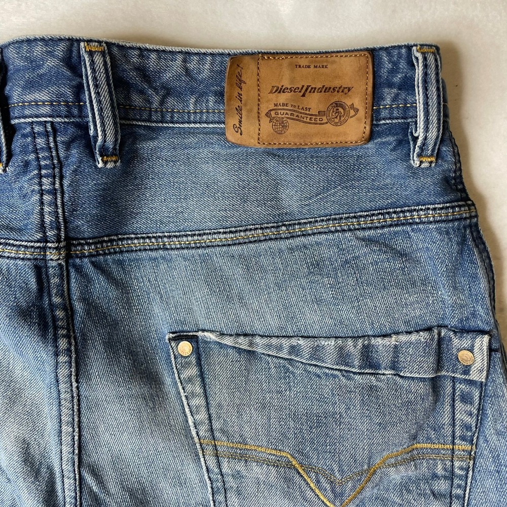 Diesel Krooley Jeans Mens 30x32‎ Regular Slim Carrot Blue Wash Distressed